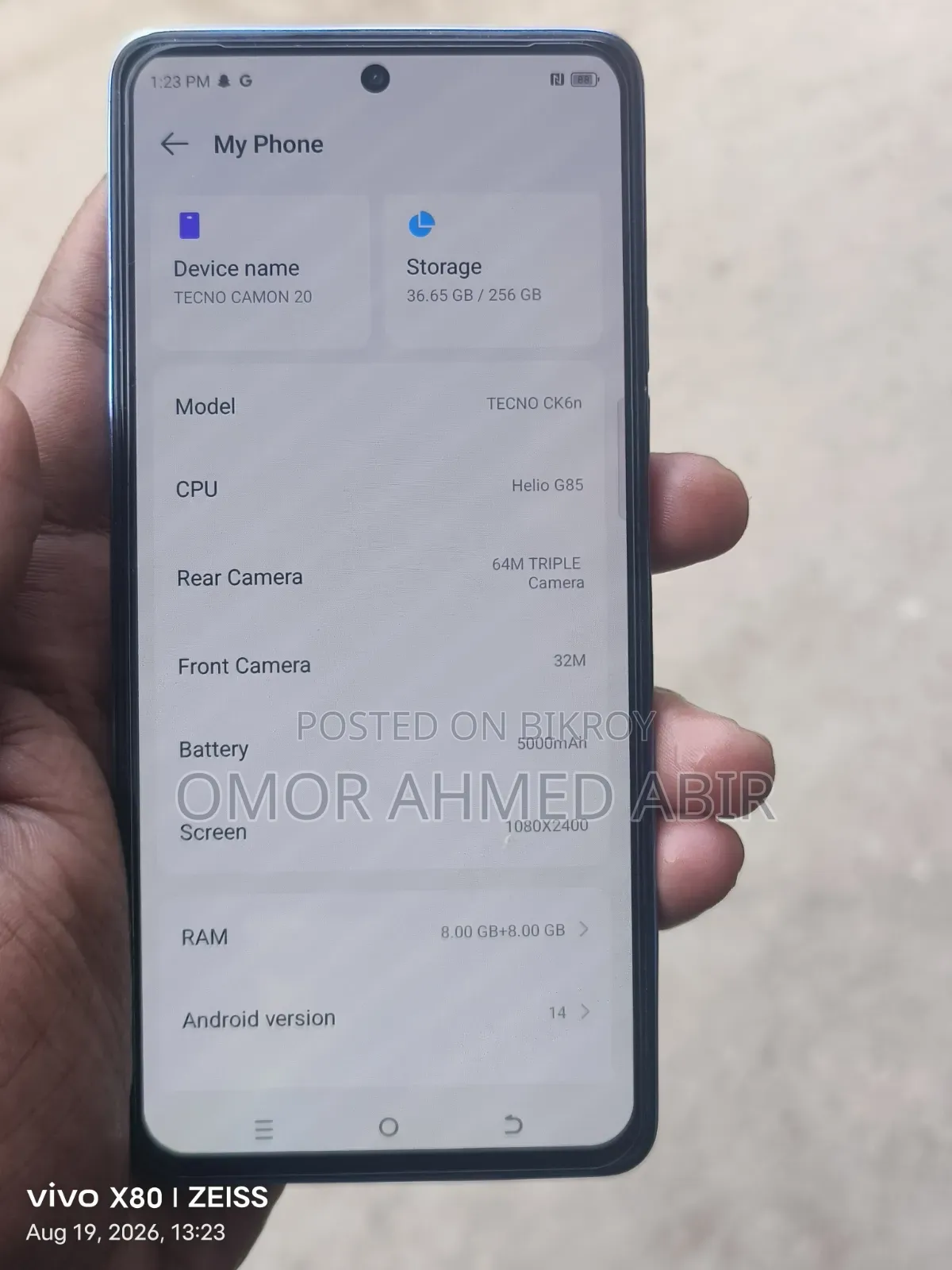 Tecno Camon 20 256 GB Blue