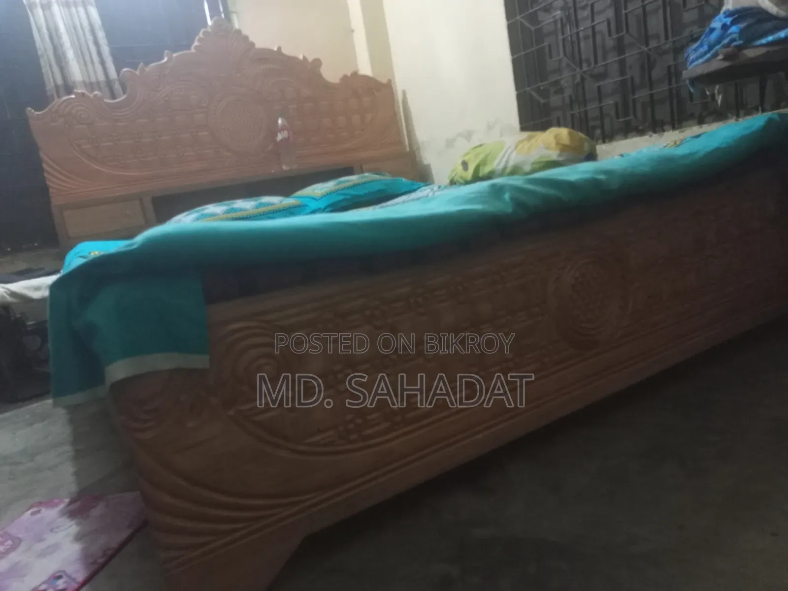 সেগুন কাঠের খাট ৬ফিট ৭ ফিট এর খাট