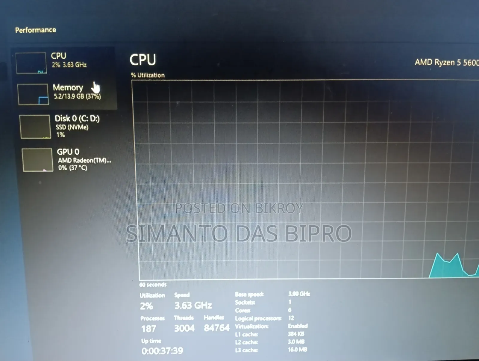 Desktop Computer 16GB AMD Ryzen 5 SSD 640GB