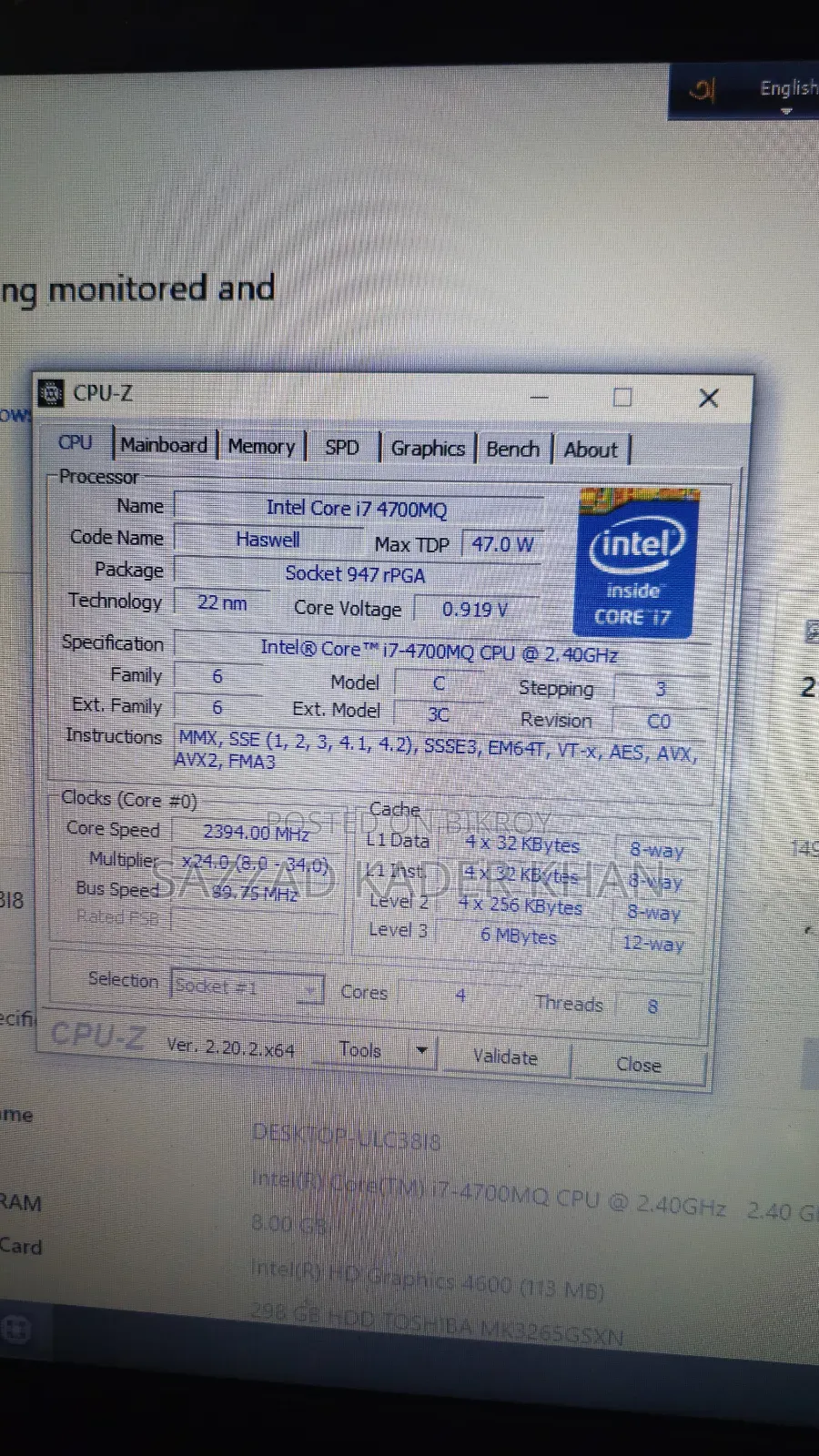 Laptop Haier 8GB Intel Core I7 HDD+SSD 512GB
