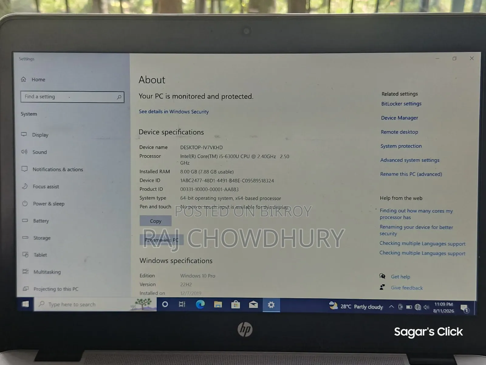 Laptop HP 8GB Intel SSHD+SSD 512GB