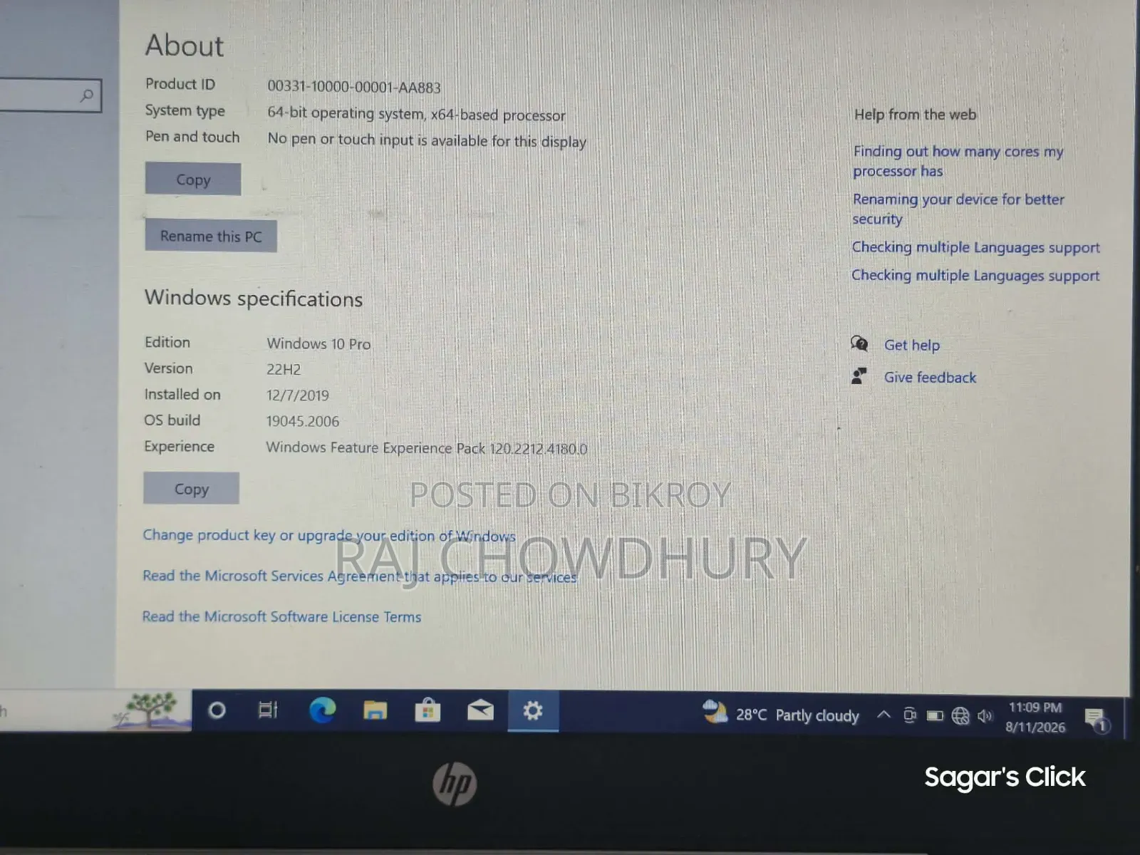 Laptop HP 8GB Intel SSHD+SSD 512GB