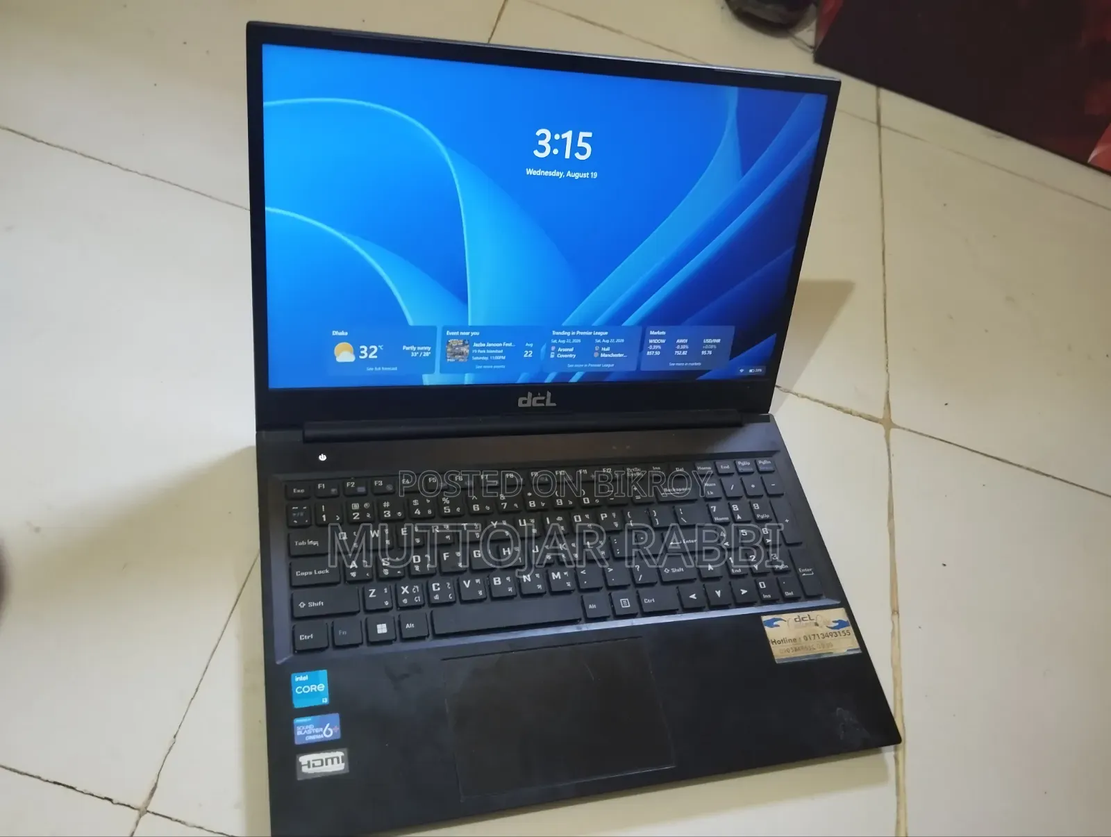 Laptop 8GB Intel Core i3 SSD 512GB