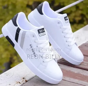 Running High-Top Sneakers White Color Lace-Up Shoes (Winter-Summer)