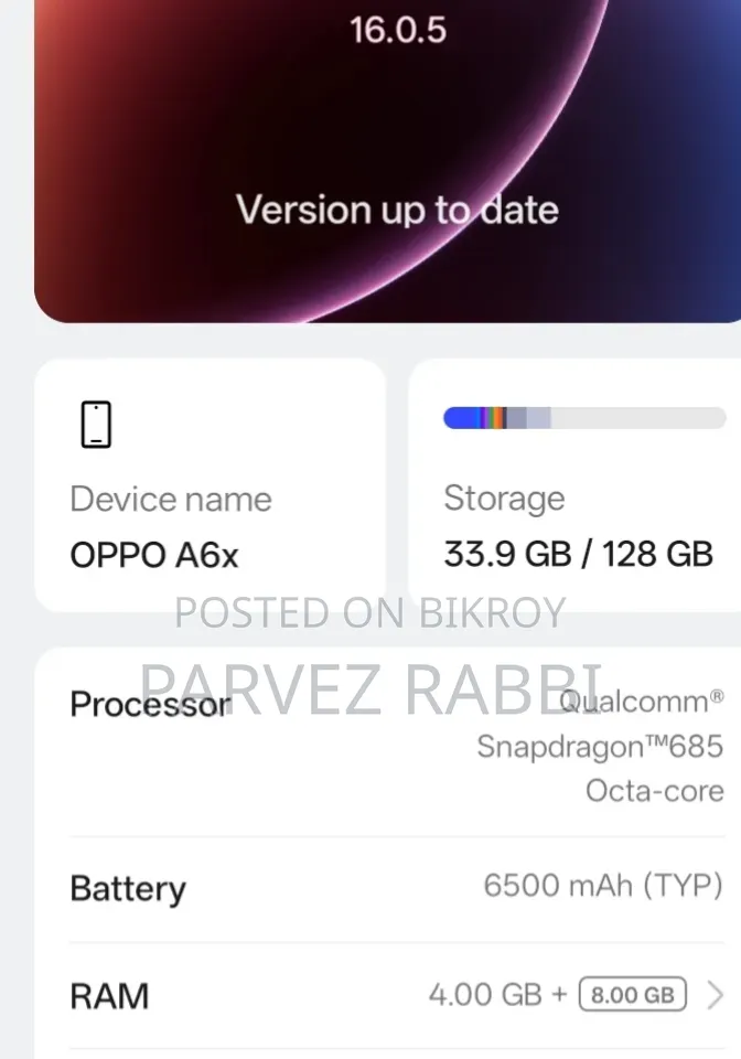 Oppo A6x 128 GB