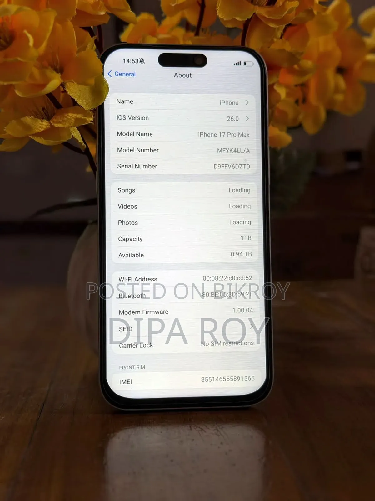 নতুন অ্যাপল আইফোন ১৭ প্রো ম্যাক্স ১ টিবি সাদা