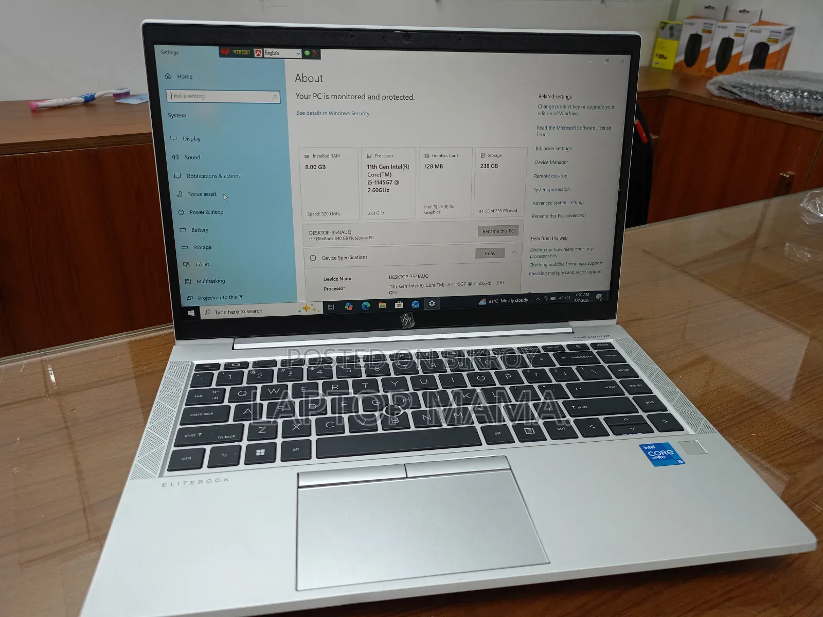 Laptop HP EliteBook 840 G8 8GB Intel Core I5 SSD 256GB