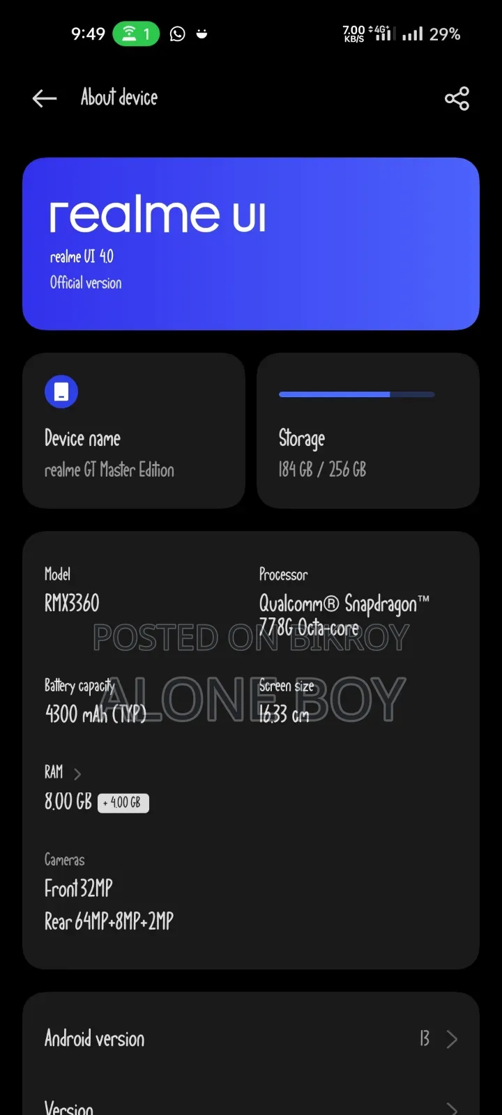 Realme GT Master Edition 256 GB Blue