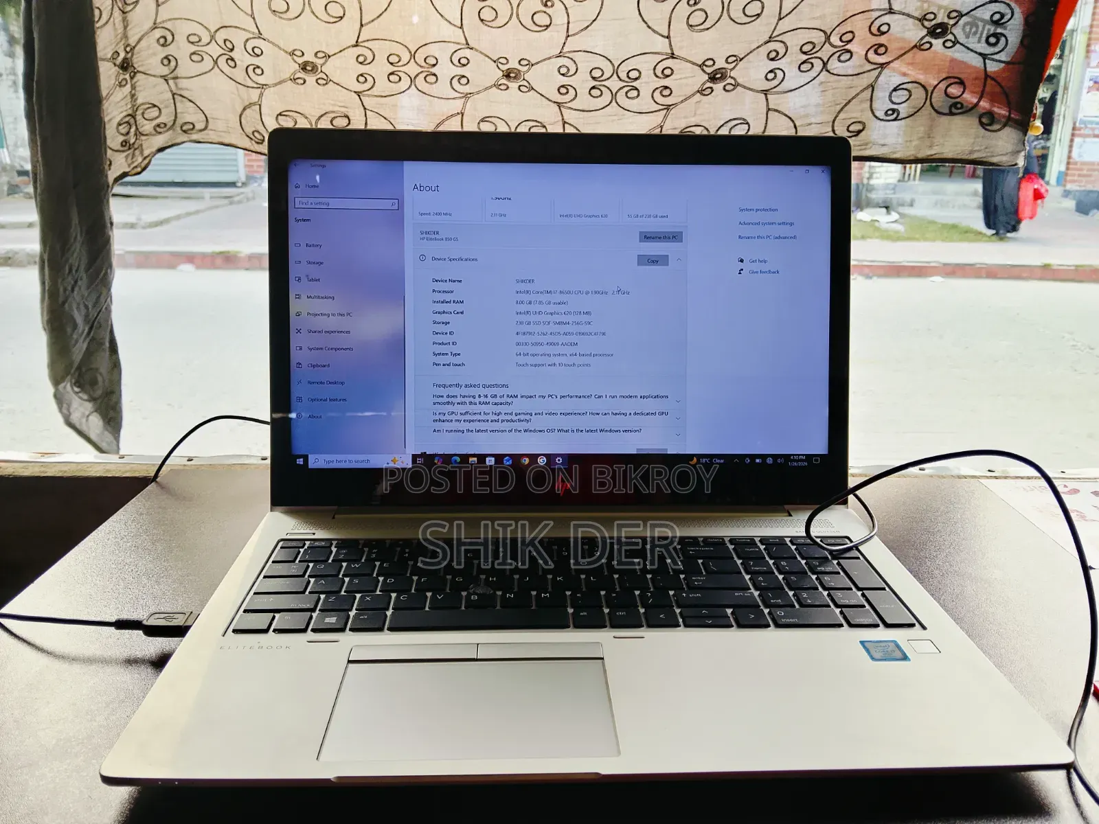Laptop HP EliteBook 850 G5 8GB Intel Core I7 SSD 256GB