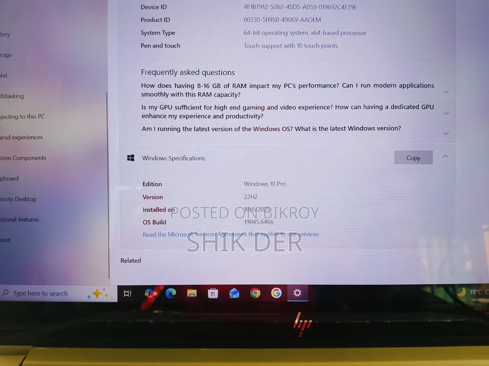 Laptop HP EliteBook 850 G5 8GB Intel Core I7 SSD 256GB