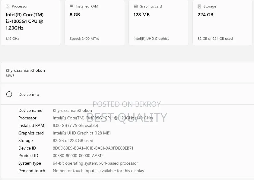 Lenovo IdeaPad 3 8GB Intel Core i3 256GB HDD Laptop