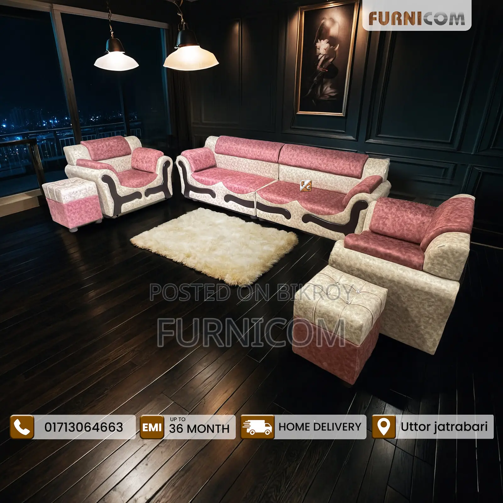 2+2+1+1 Seater Sofa Set With 2 Tool