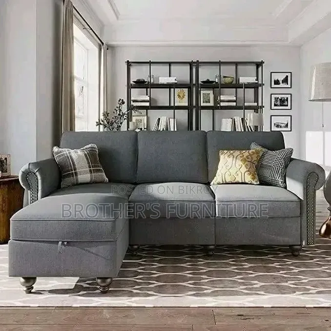 এল শেপ সোফা ভেলভেট ফেব্রিক