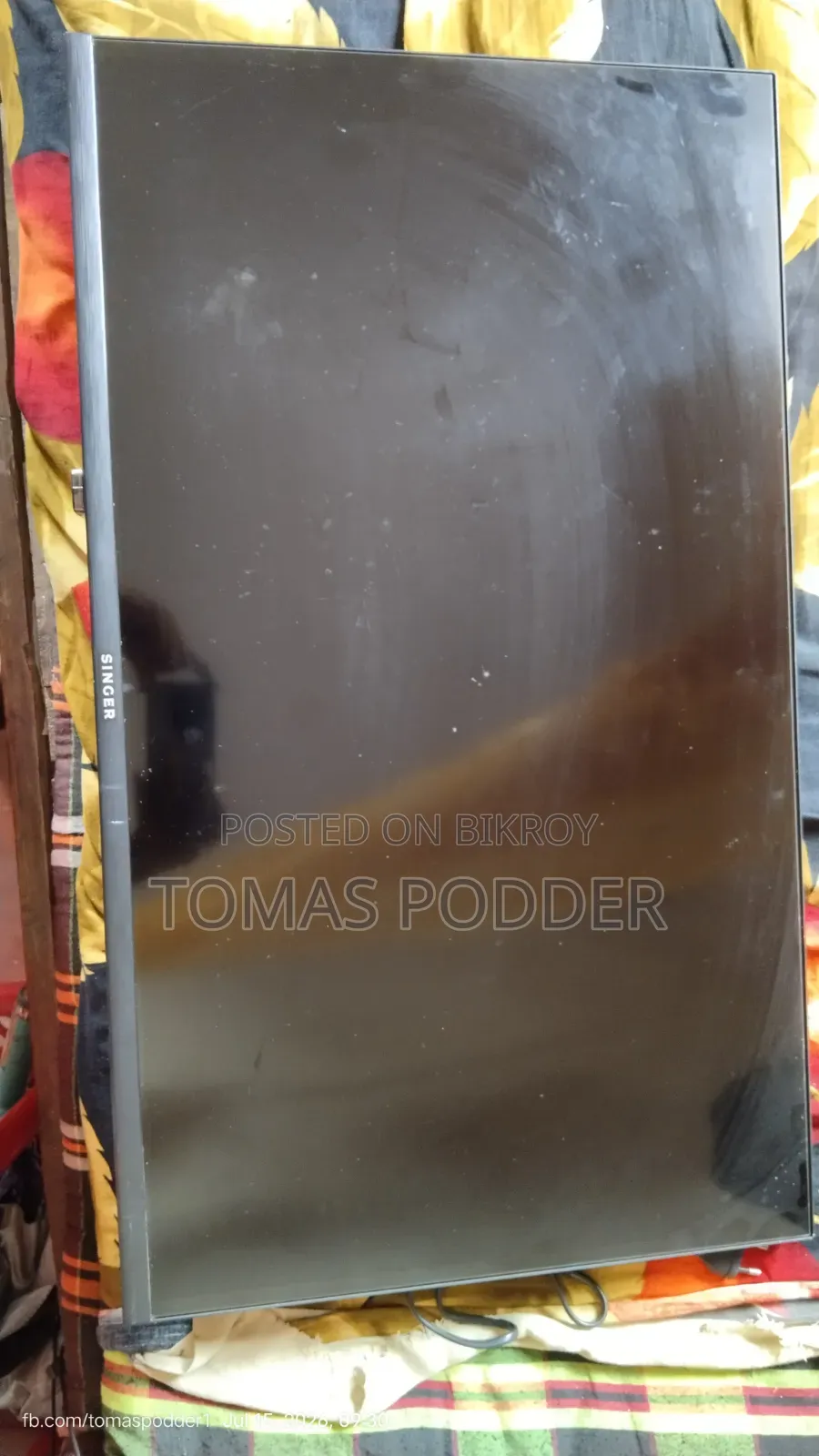Singer TV panel damaged,