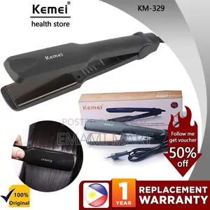 Kemei Km-329 Professional Electronic Hair Straightener (Black) - Hair 