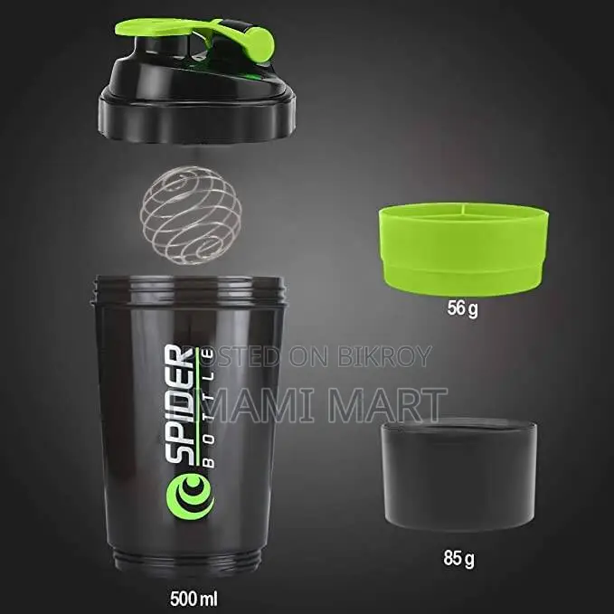 Protein Shaker Bottle with 2 Extra Compartment Jars