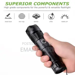 5000 Lumen Rechargeable Tactical Flashlight,XHP50 LED for Hiking Hunti
