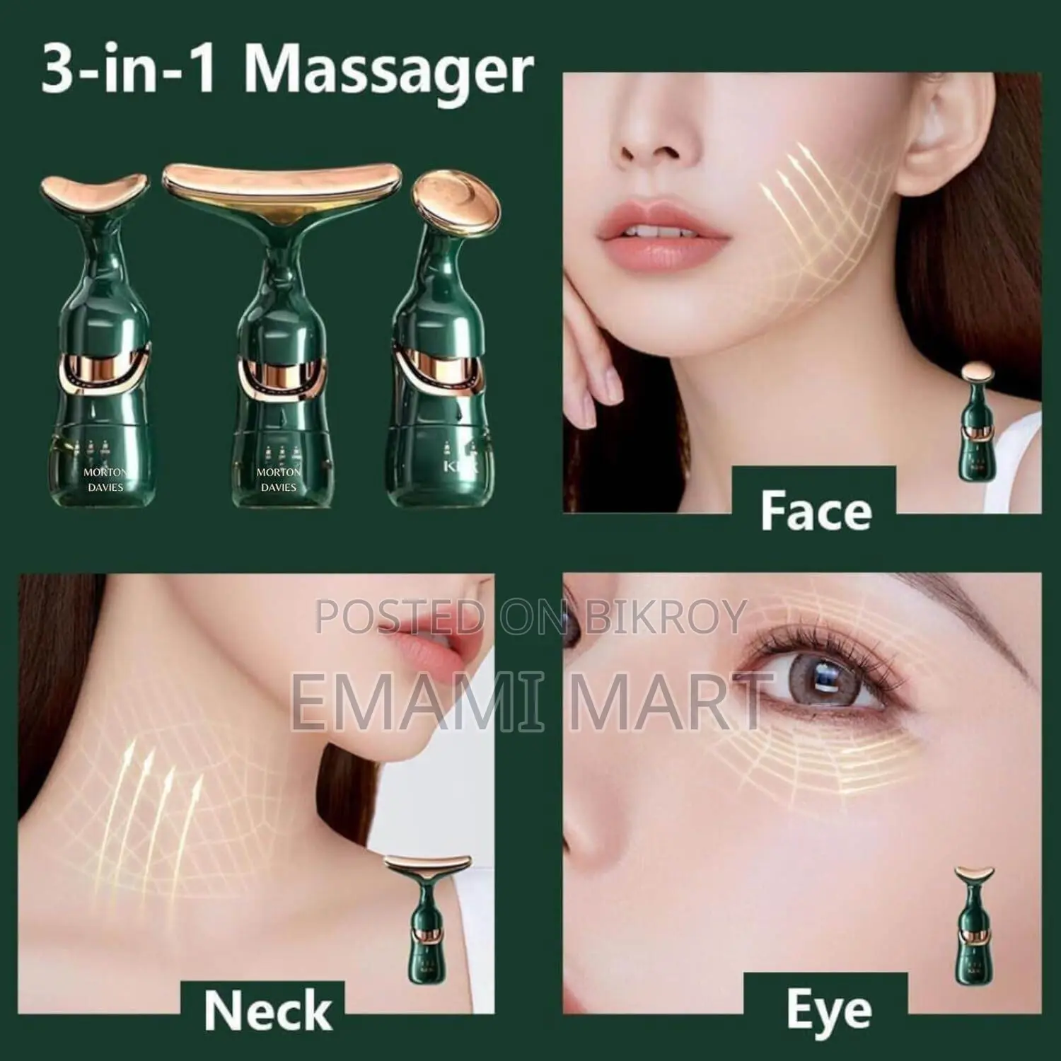 3 in 1 Anti Wrinkles Face Neck Eyes Massager,Vibration Facial Massager