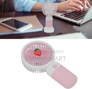 Summer Mini Fan Mini Handheld Fan, USB Rechargeable Cartoon Strawberry