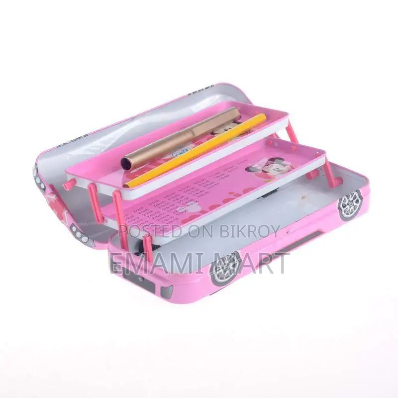Car Shape Pencil Box with Book Reading Stand and Three Level of Storag