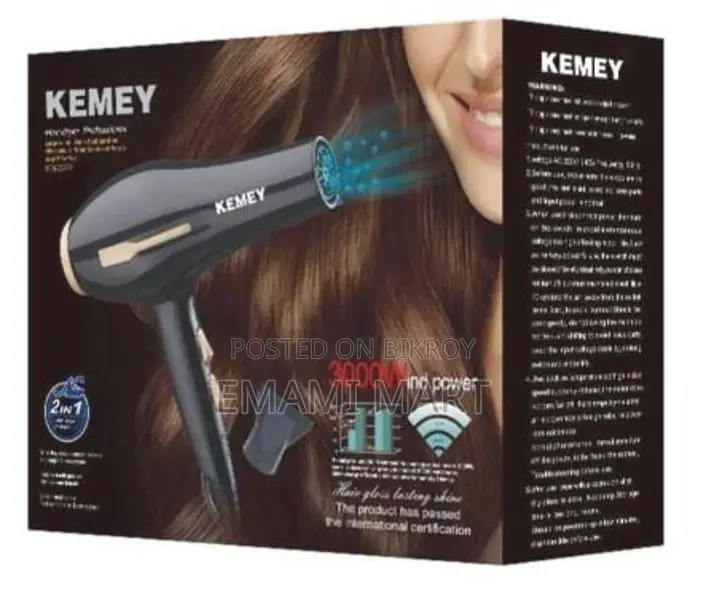 Kemei professional hair dryer 1000w- Black - Hair Dryer - Hair Dryer