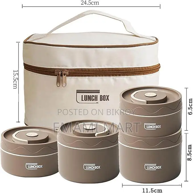 Portable Insulated Lunch Containers With Bag, Separate Stackable Lunch
