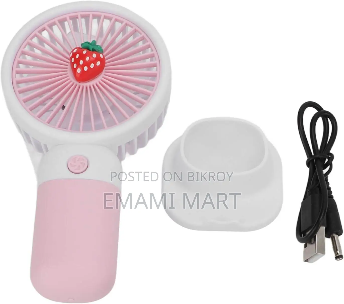 Summer Mini Fan Mini Handheld Fan, USB Rechargeable Cartoon Strawberry