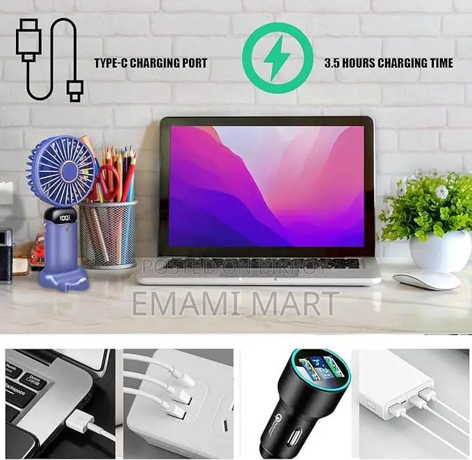 Hand Held Fan,Portable Handheld USB Rechargeable Fans with 5 Speeds