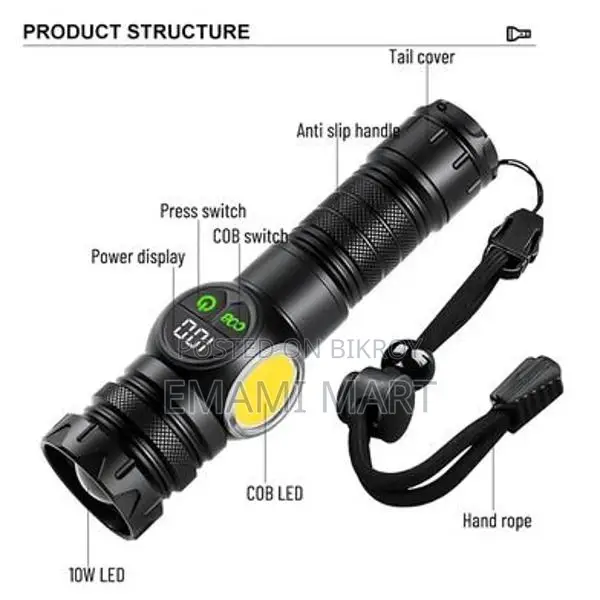 Portable Flashlight, Powerful LED Light, Eco-friendly, Lithium Battery