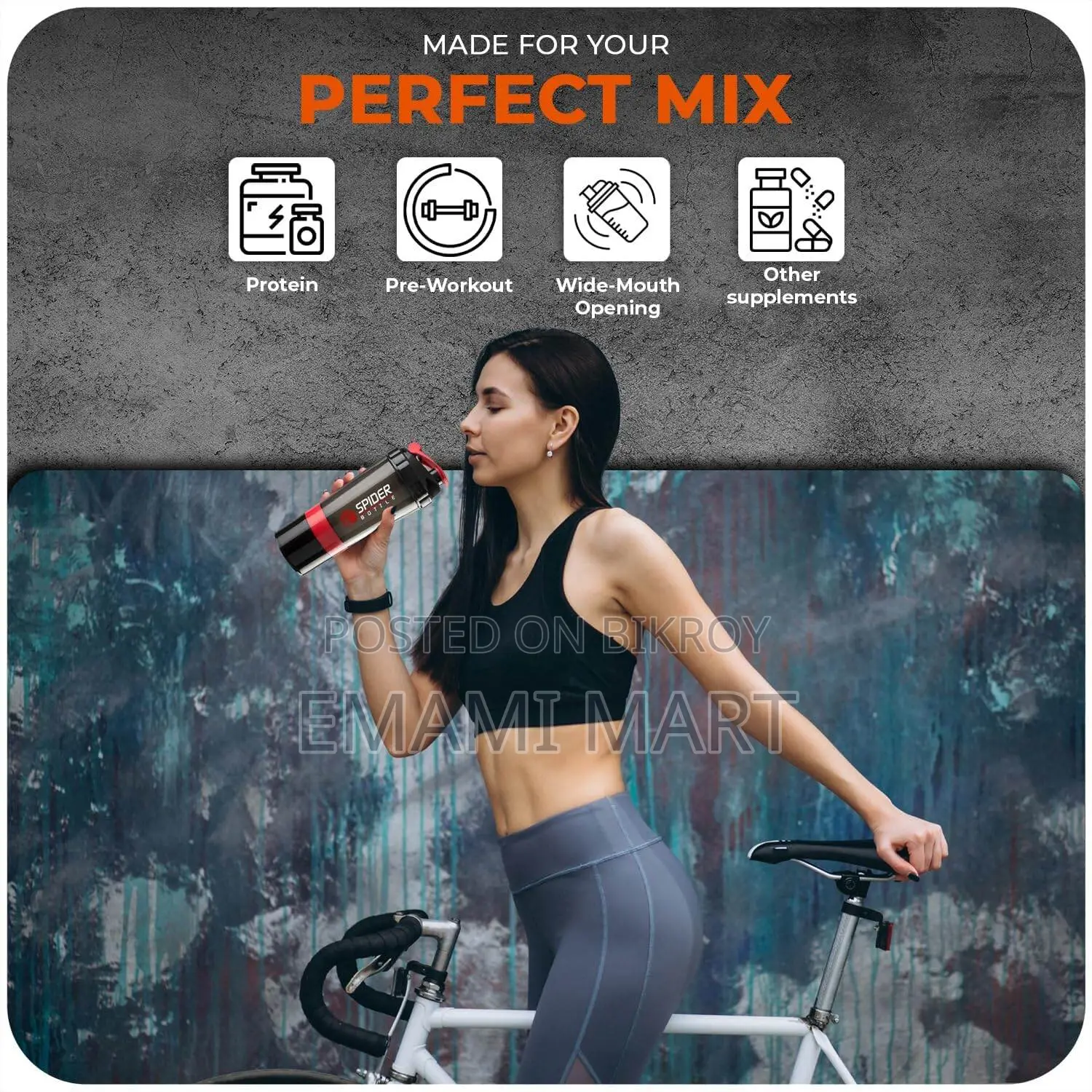 Active 100 Protein Shaker Bottle 500ml With Extra Compartment - Gym Sh