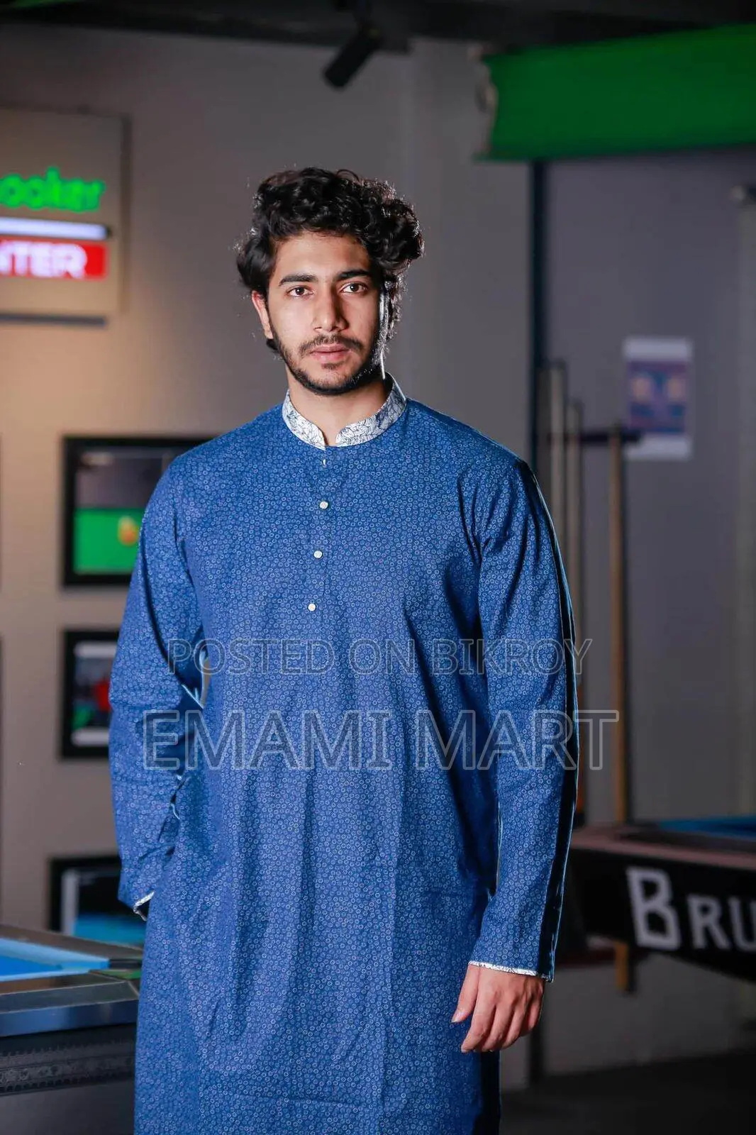 Premium Quality Mid Blue Color Semi Long Panjabi
