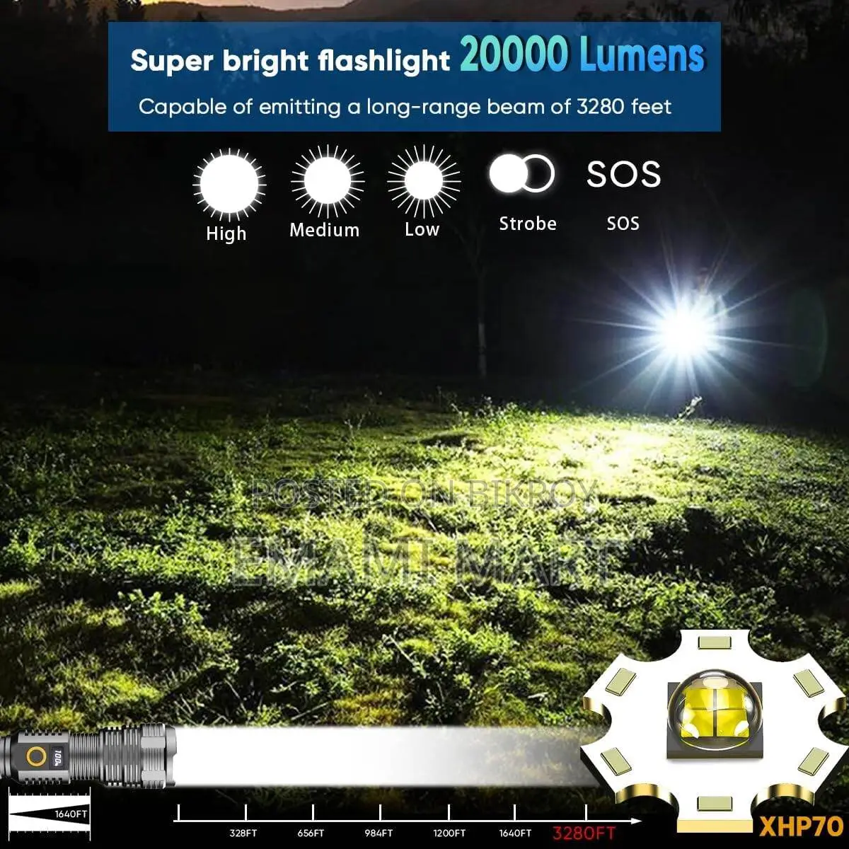 Luteti Flashlights LED High Lumens Rechargeable, 250000 Lumens Super B