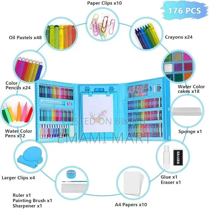 208pcs Art Supplies Kit for Painting,Drawing Art Kit for Kids with Dou