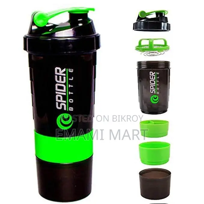 Protein Shaker Bottle with 2 Extra Compartment Jars