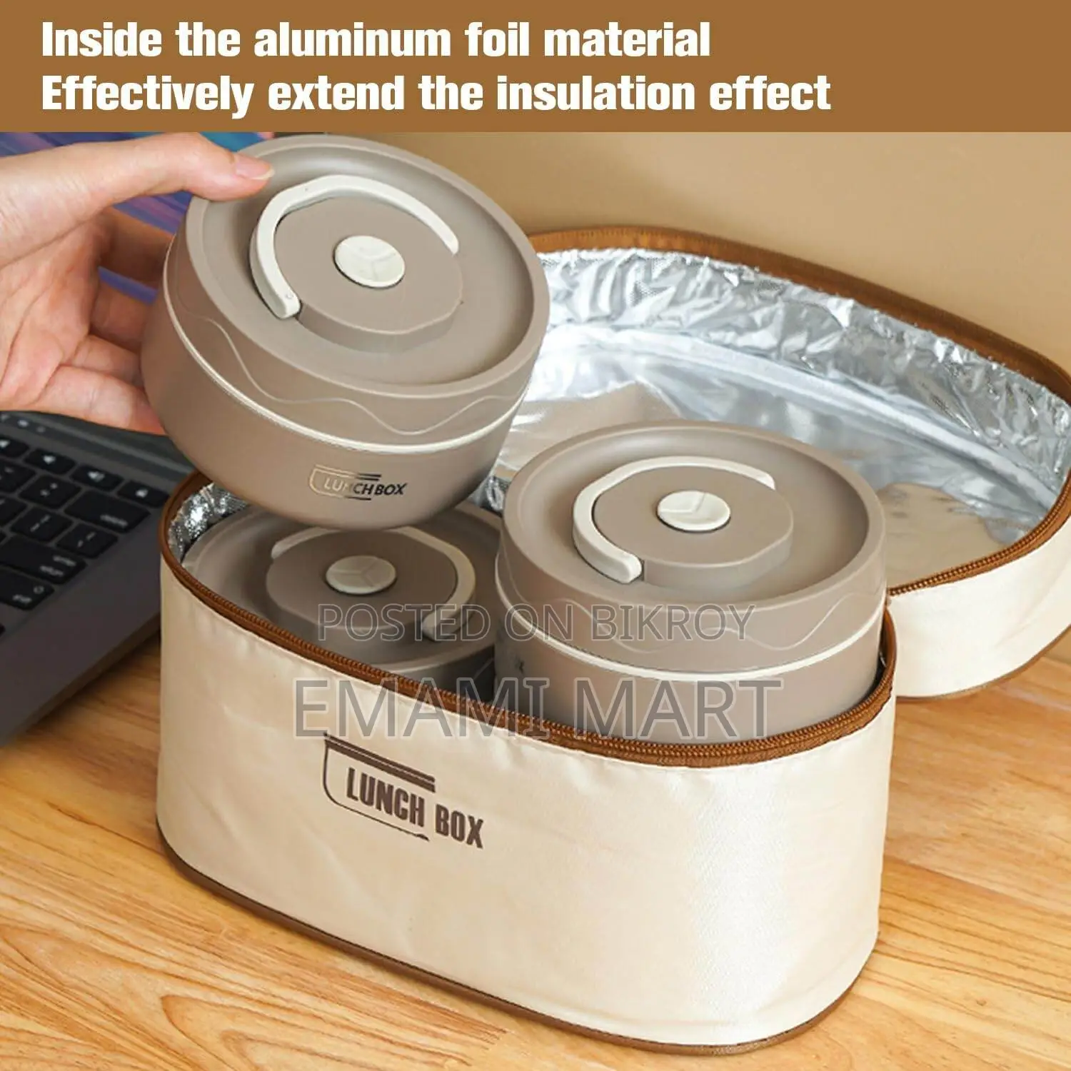 Portable Insulated Lunch Containers With Bag, Separate Stackable Lunch