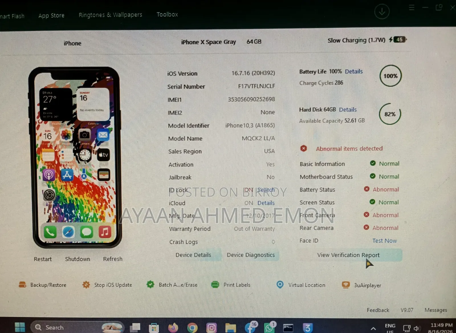 Apple iPhone X 64 GB Black