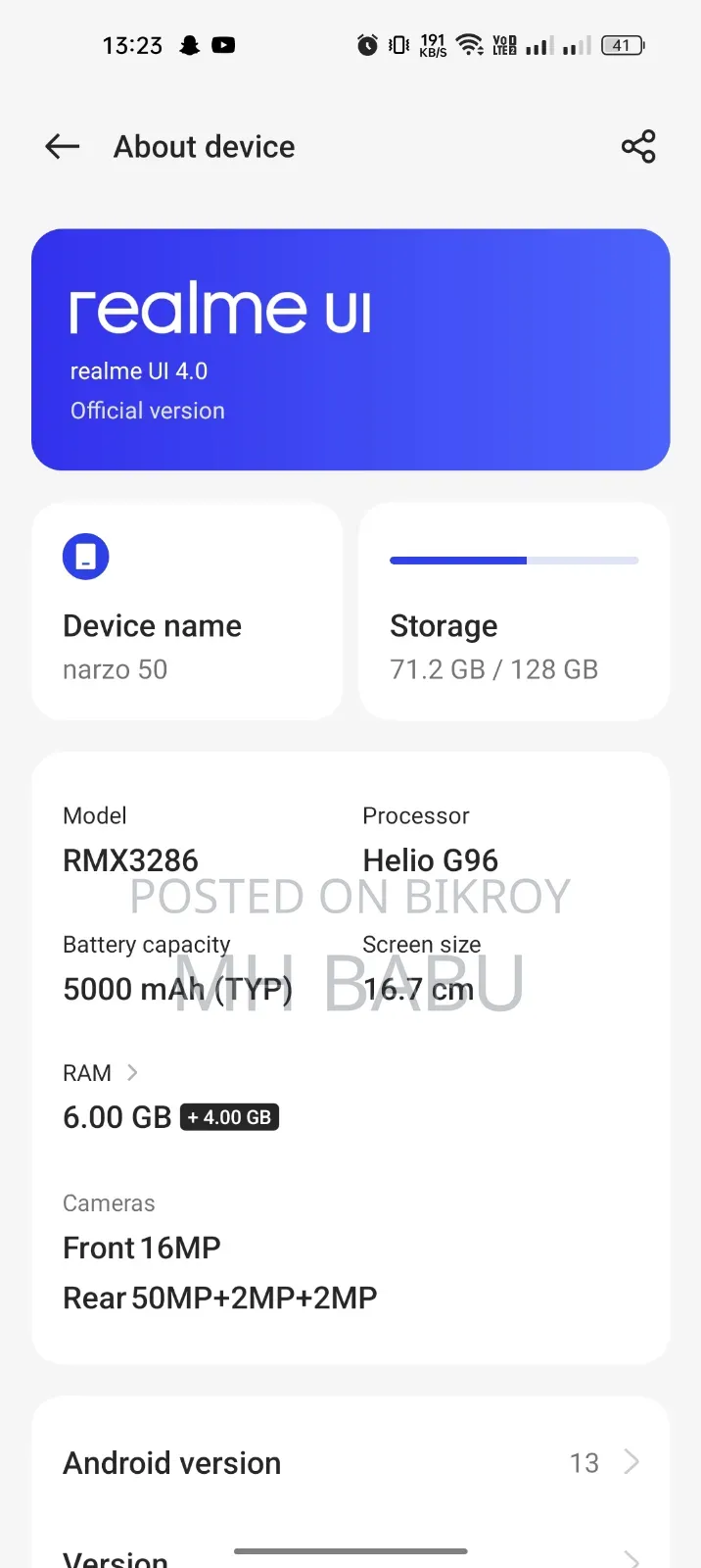 Realme Narzo 50 128 GB Black