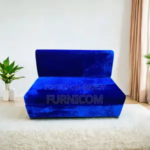 Royal Blue Velvet Touch Two Seater Armless Sofa for Home and Office