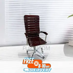 Curvy Linear Wooden Boss Cum Executive Chair Stainless Steel Mehogany 