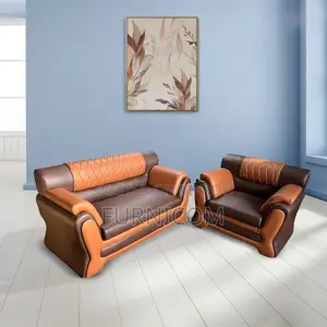 Upscaled Quality - Furnicom Sofa Set Leather Rolled Arm Fluffy Arm Sof