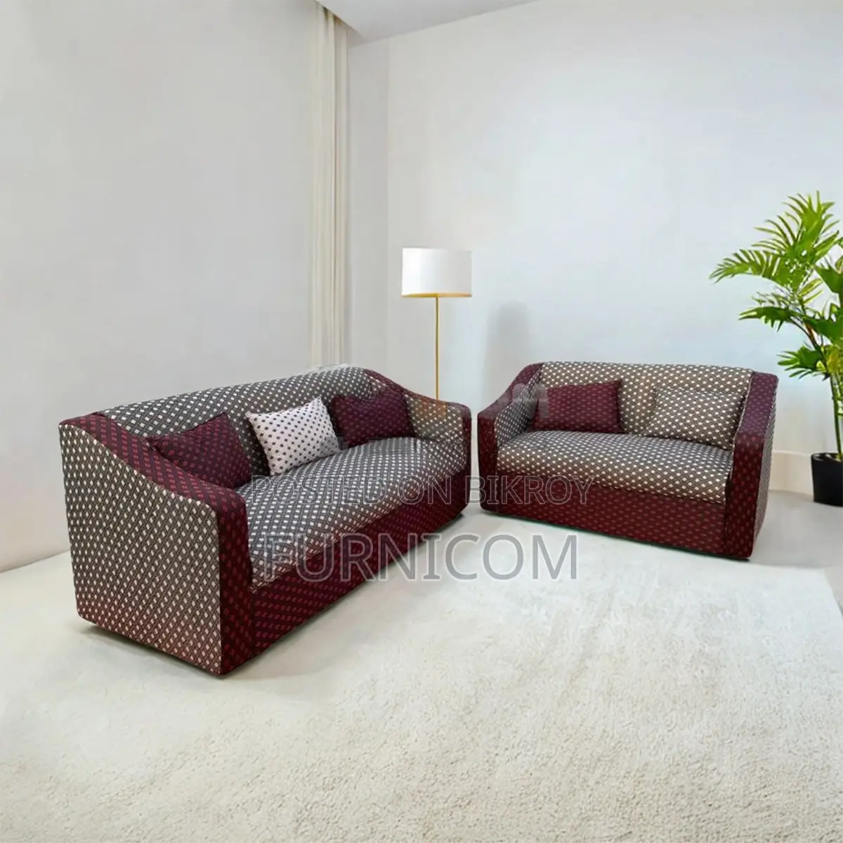 Super-fine Fabric Living Room Sofa Set with Cushions (3+2) - 2 Sets