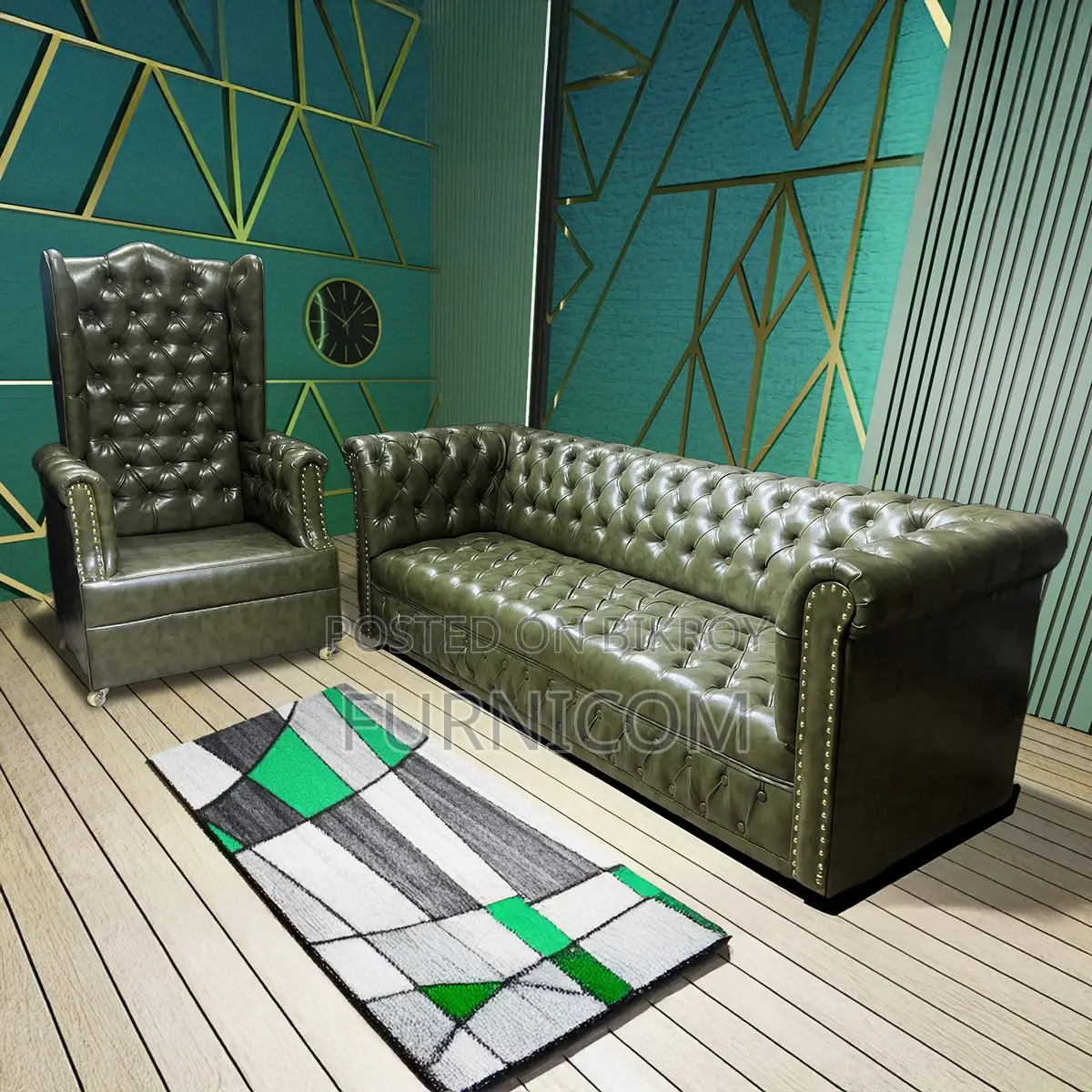 King Chair With Chesterfeild Sofa