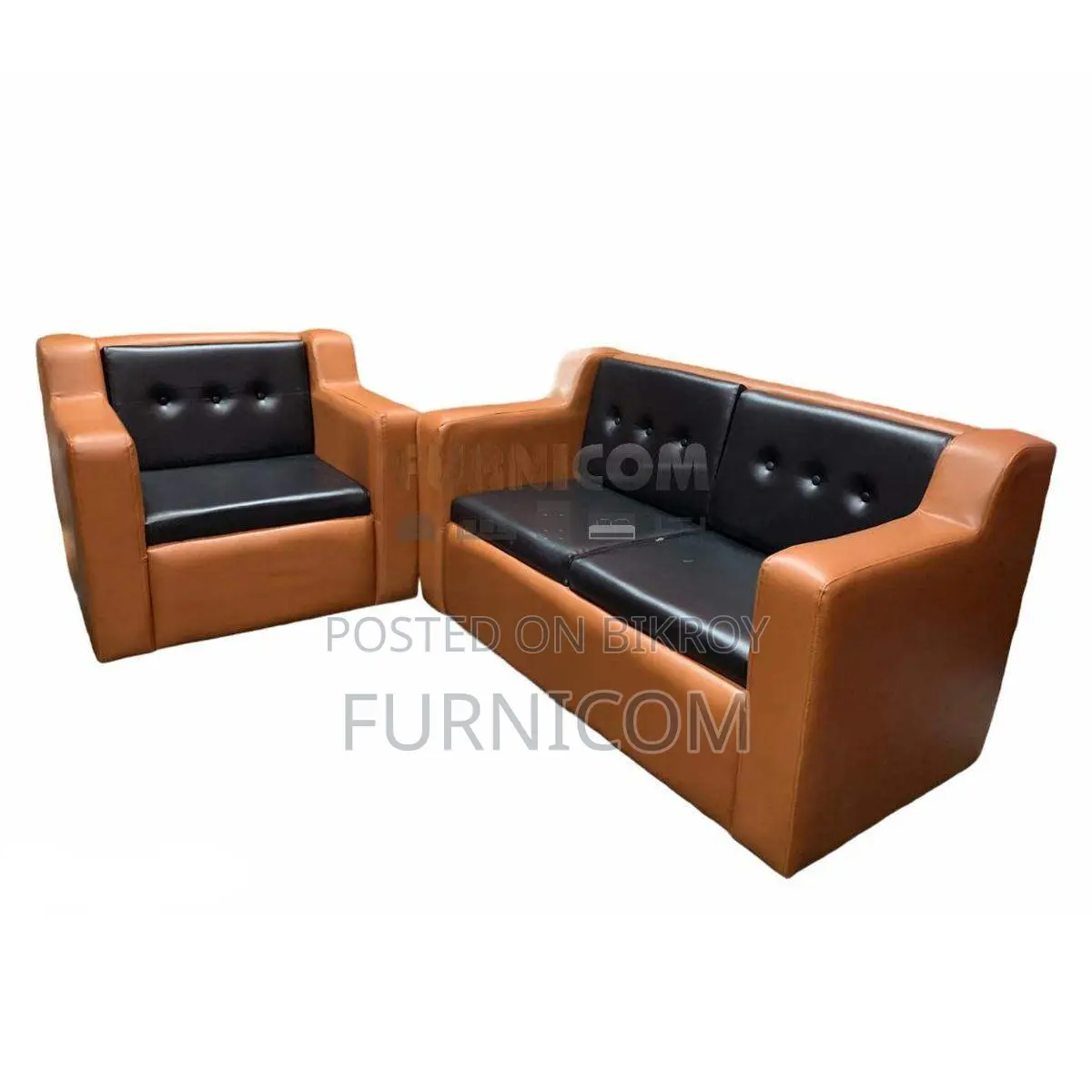 Button Tufted Sturdy Sofa for Living Room-Synthetic Leather