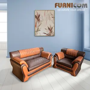Upscaled Quality - Furnicom Sofa Set Leather Rolled Arm Fluffy Arm Sof