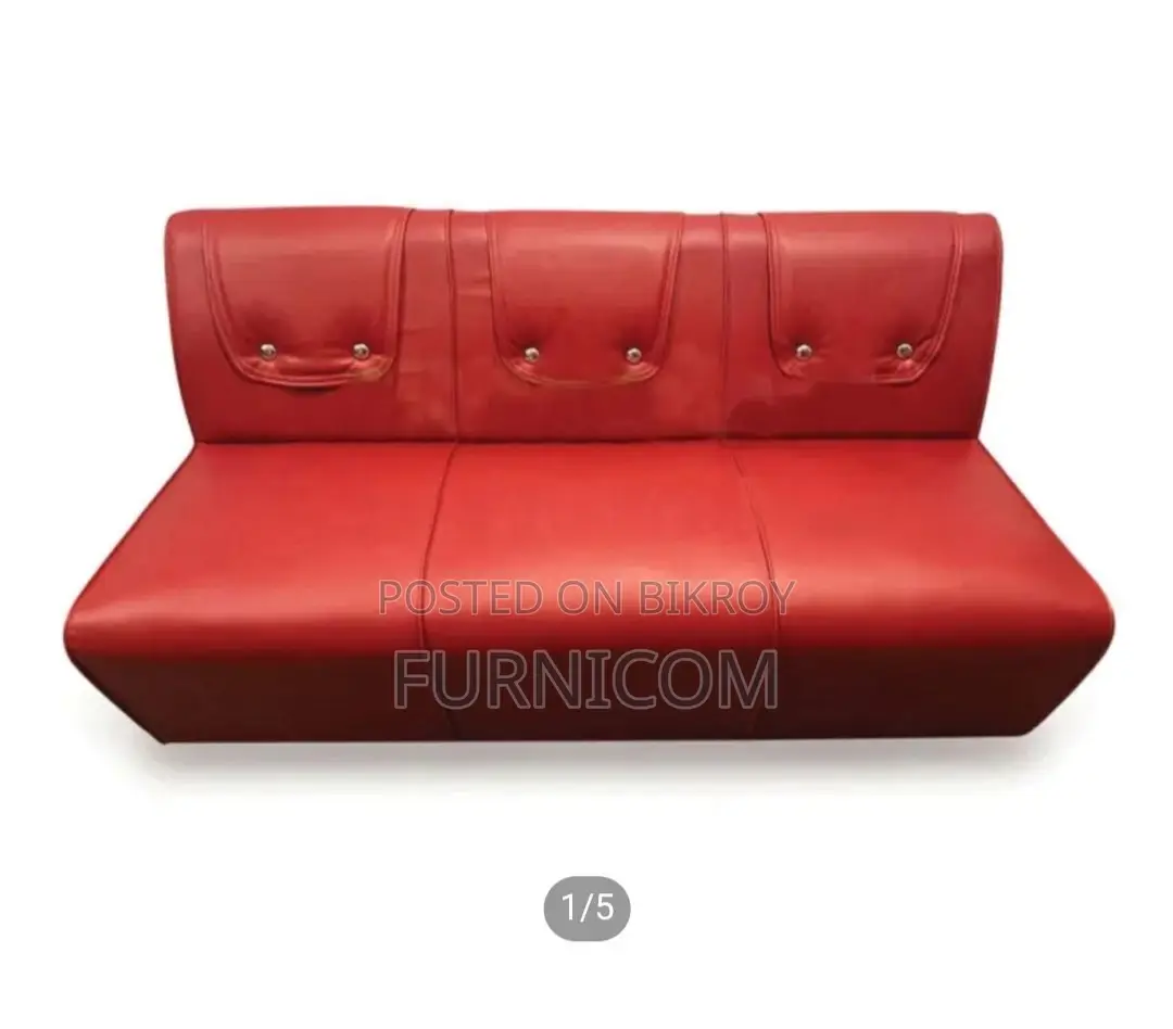 High Durable 3 Seater Armless Button Sofa - Red color