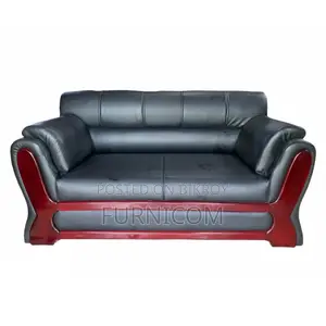 Rolled Arm Fluffy Two Seater Sofa (Faded Black)