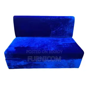 Royal Blue Velvet Touch Two Seater Armless Sofa for Home and Office