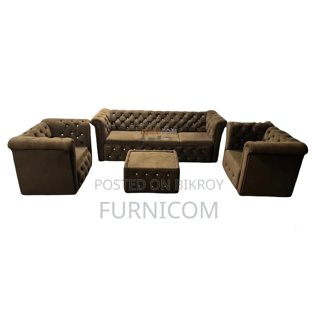 Button Tufted Chesterfield Luxury Living Room Sofa Set Upholetered wit