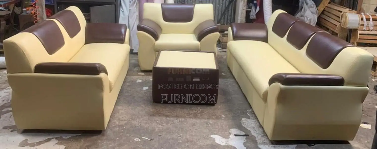Rolled Arm Fluffy Sofa Set with Tea Table (3+2+1)