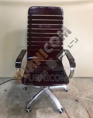 Curvy Linear Wooden Boss Cum Executive Chair Stainless Steel Mehogany 